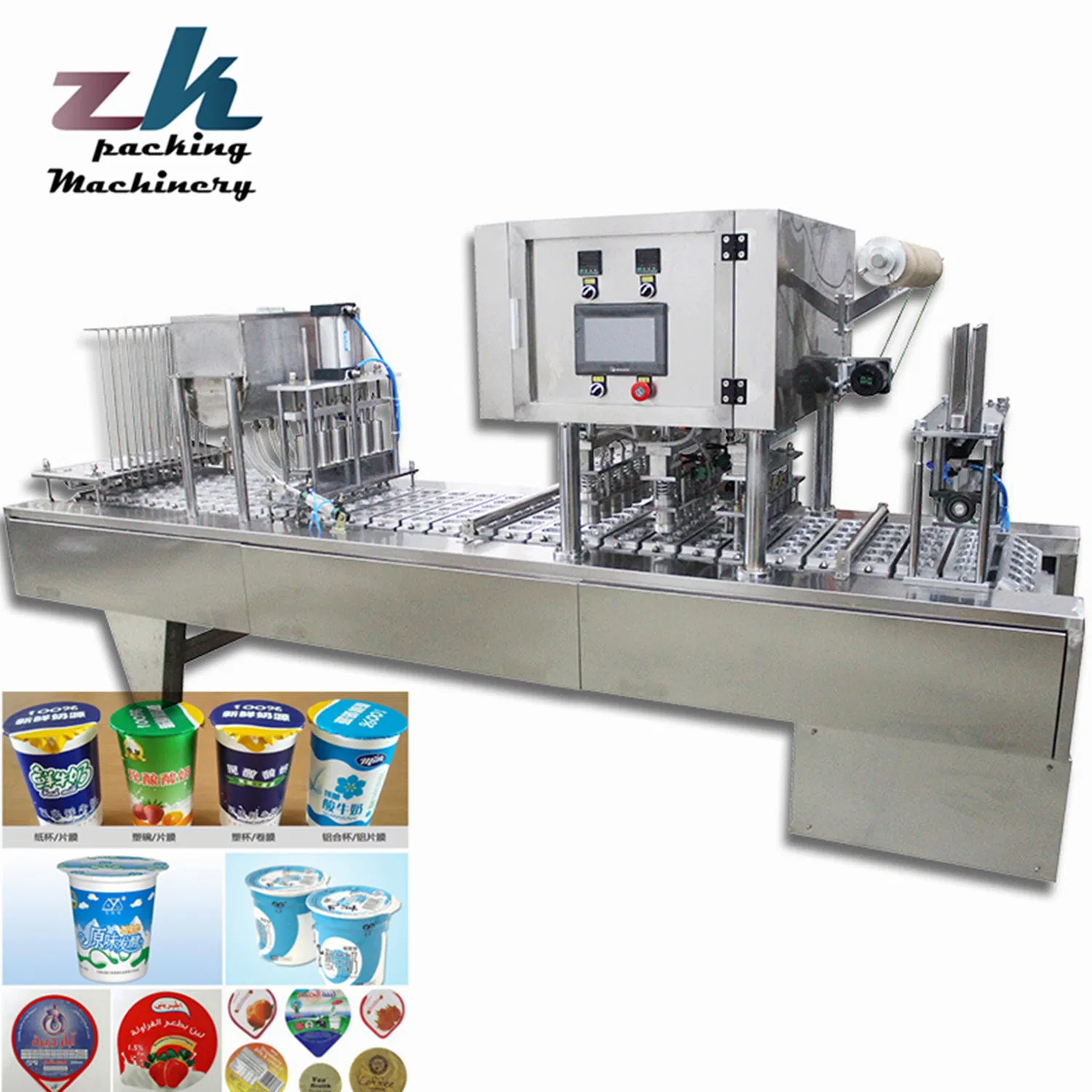 Automatic Small Plastic Tray Jelly Dipping Sauce Hummus Yogurt Cup Filling and Sealing Machine