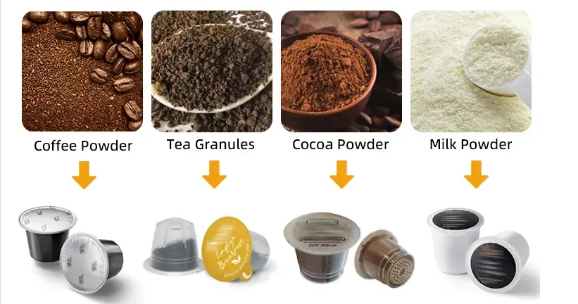 Rotary Type Milk Coffee Tea Powder Capsule Cup Filling Sealing Machine Sauce Dressing Yogurt Honey Jelly K Cup Filler Sealer